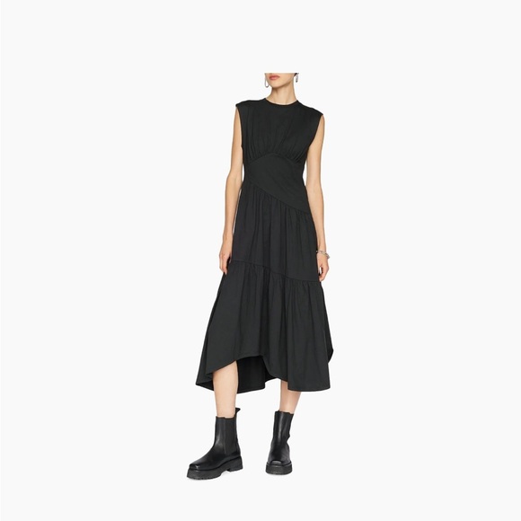 Frame Cotton Asymmetric Tiered Midi-Dress - Picture 1 of 7